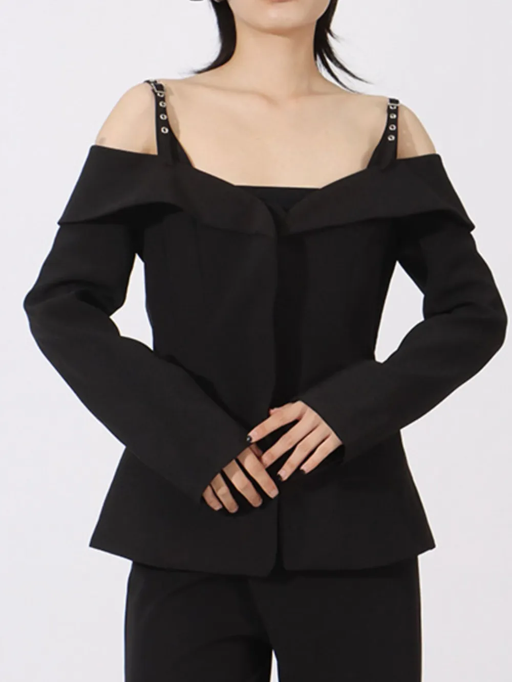 Ruffled Cold Shoulder Long Sleeve Outerwear, image 3