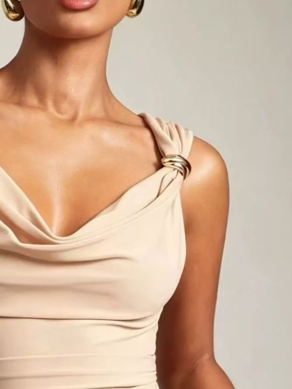 Cowl Neck Tank with Metal Ring Accents, image 6