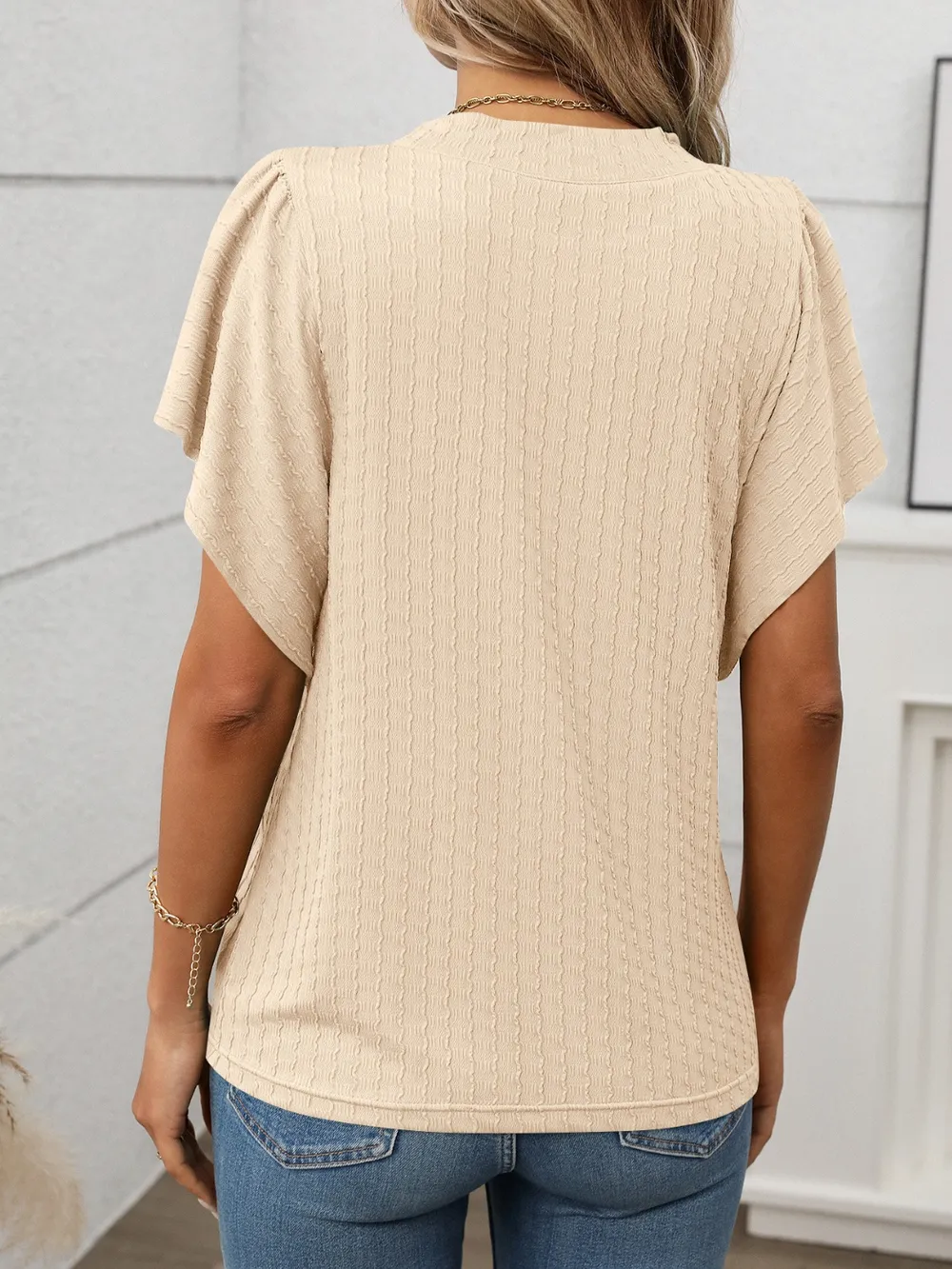 Round Neck Flutter Sleeve T-Shirt, image 10