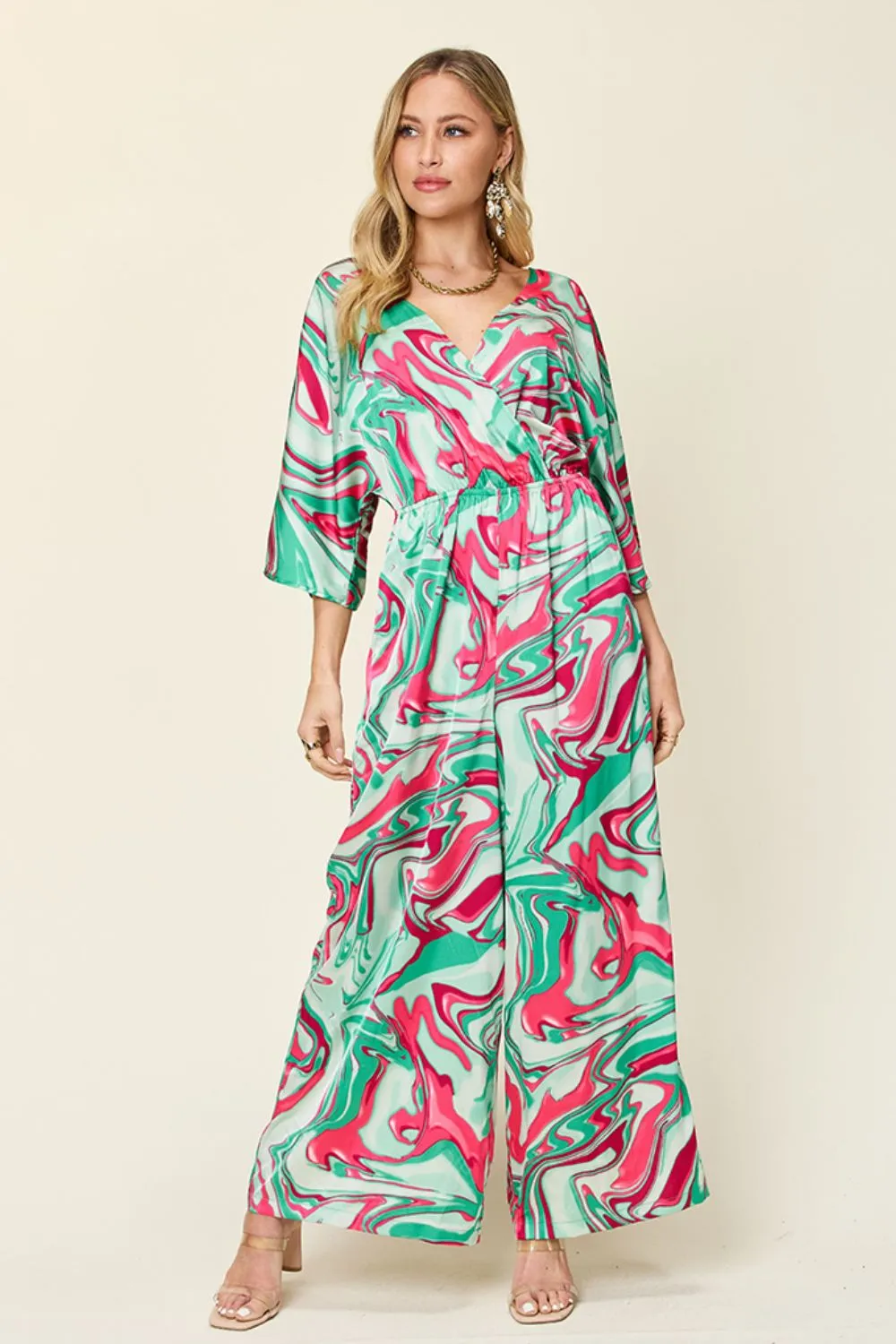 Full Size Half Sleeve Wide Leg Jumpsuit, image 2