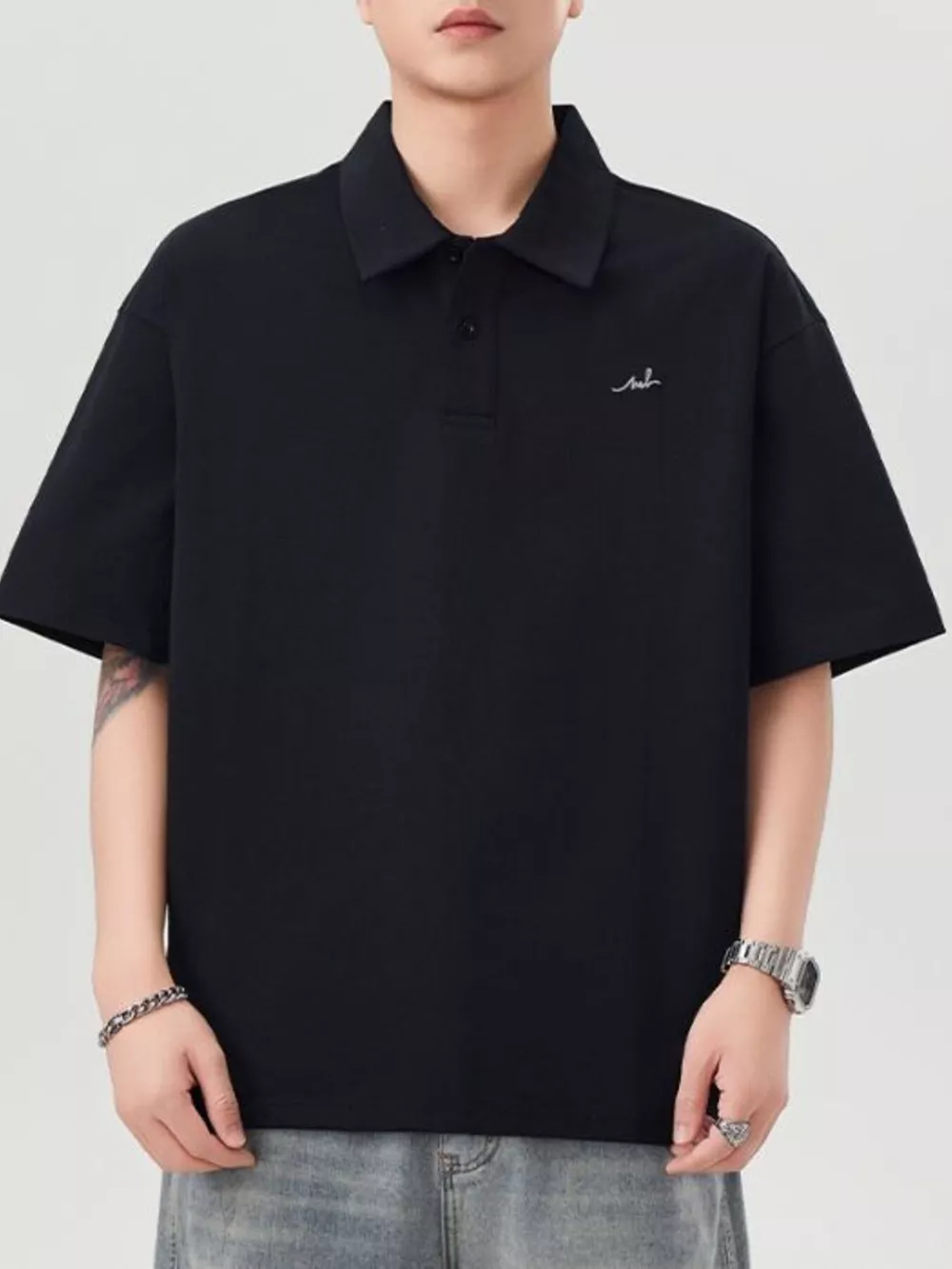 Men's Plus Size Button Detail Short Sleeve Polo