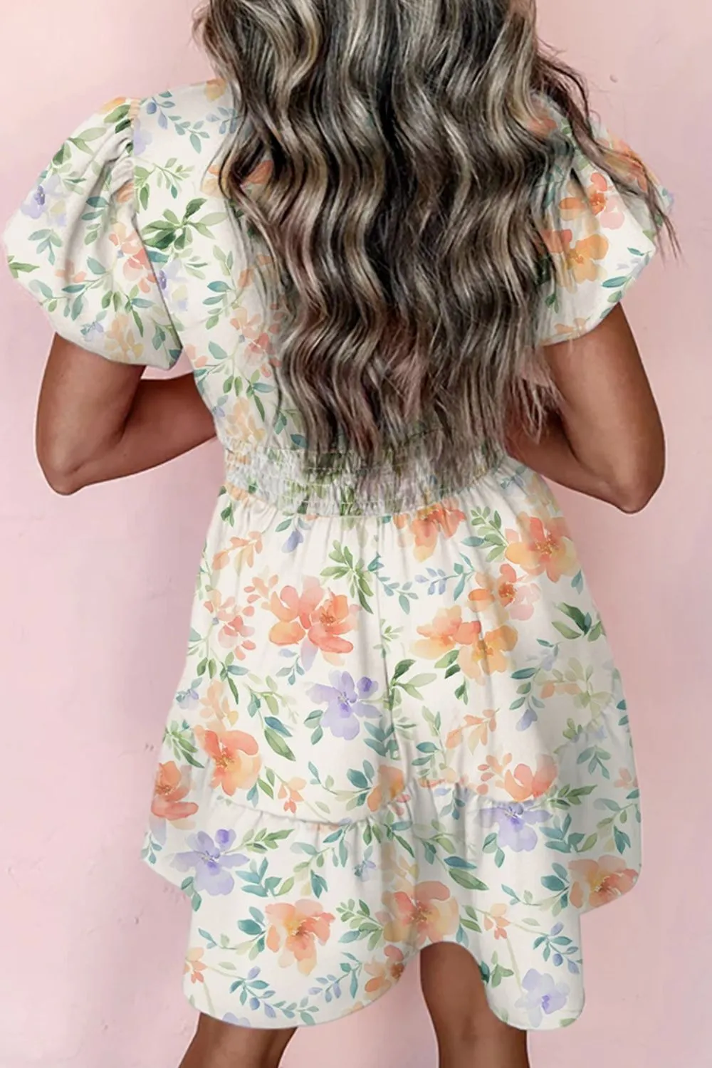 Frill Notched Puff Sleeve Dress, image 2