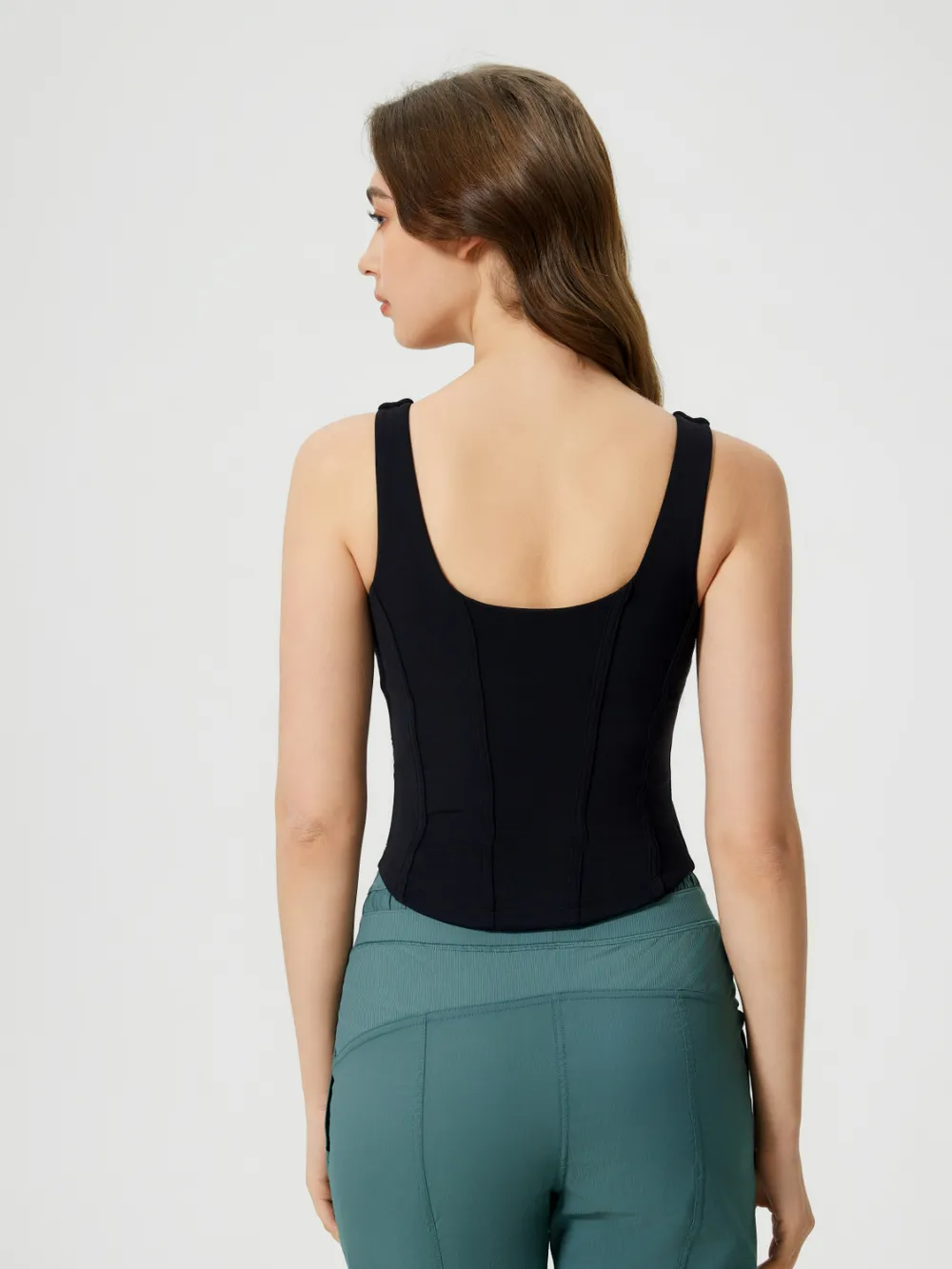Round Neck Wide Strap Active Tank with Detachable Chest Pads, image 2