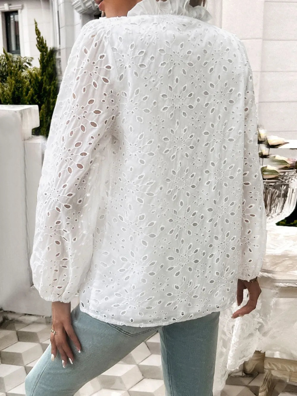 Frill Round Neck Long Sleeve Shirt, image 14