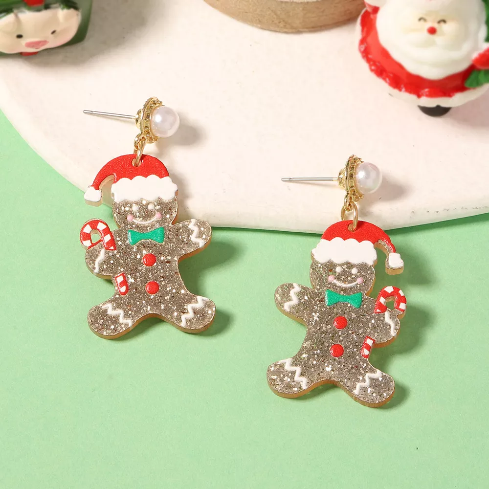 Christmas Gingerbread Man Dangle Earrings, image 3