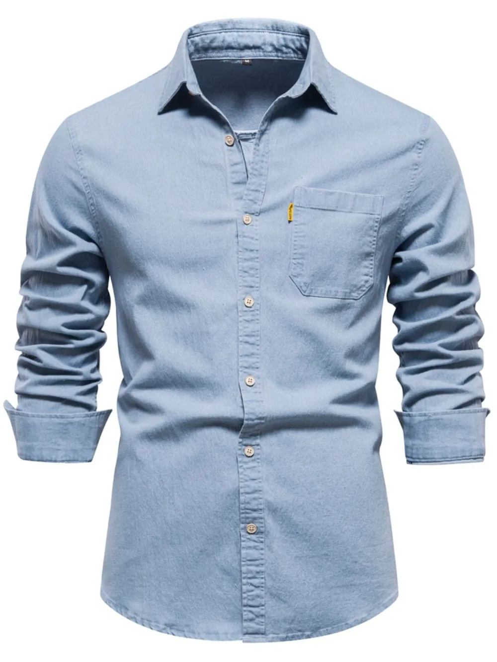 Men's Button-Down Denim Shirt with Chest Pocket, image 6