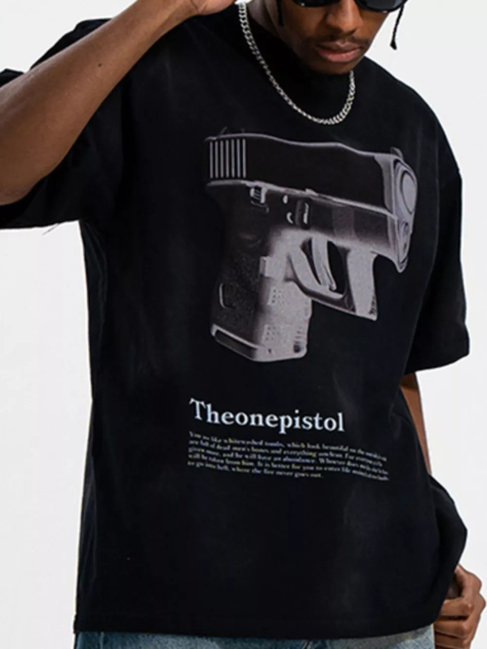 Men's Graphic Round Neck Oversized T-Shirt, image 4
