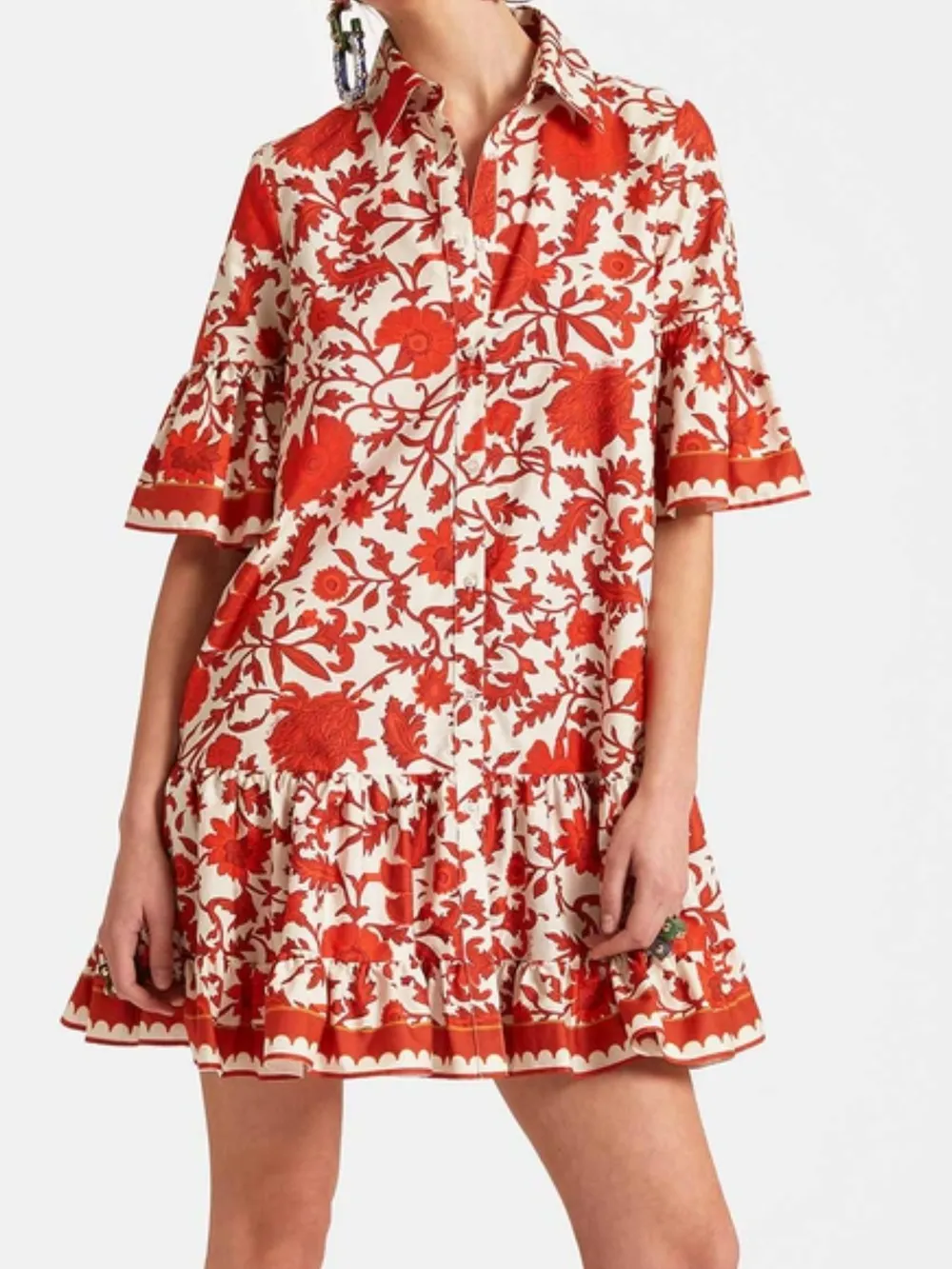 Floral Print Ruffle Sleeve Mini Dress, image 12