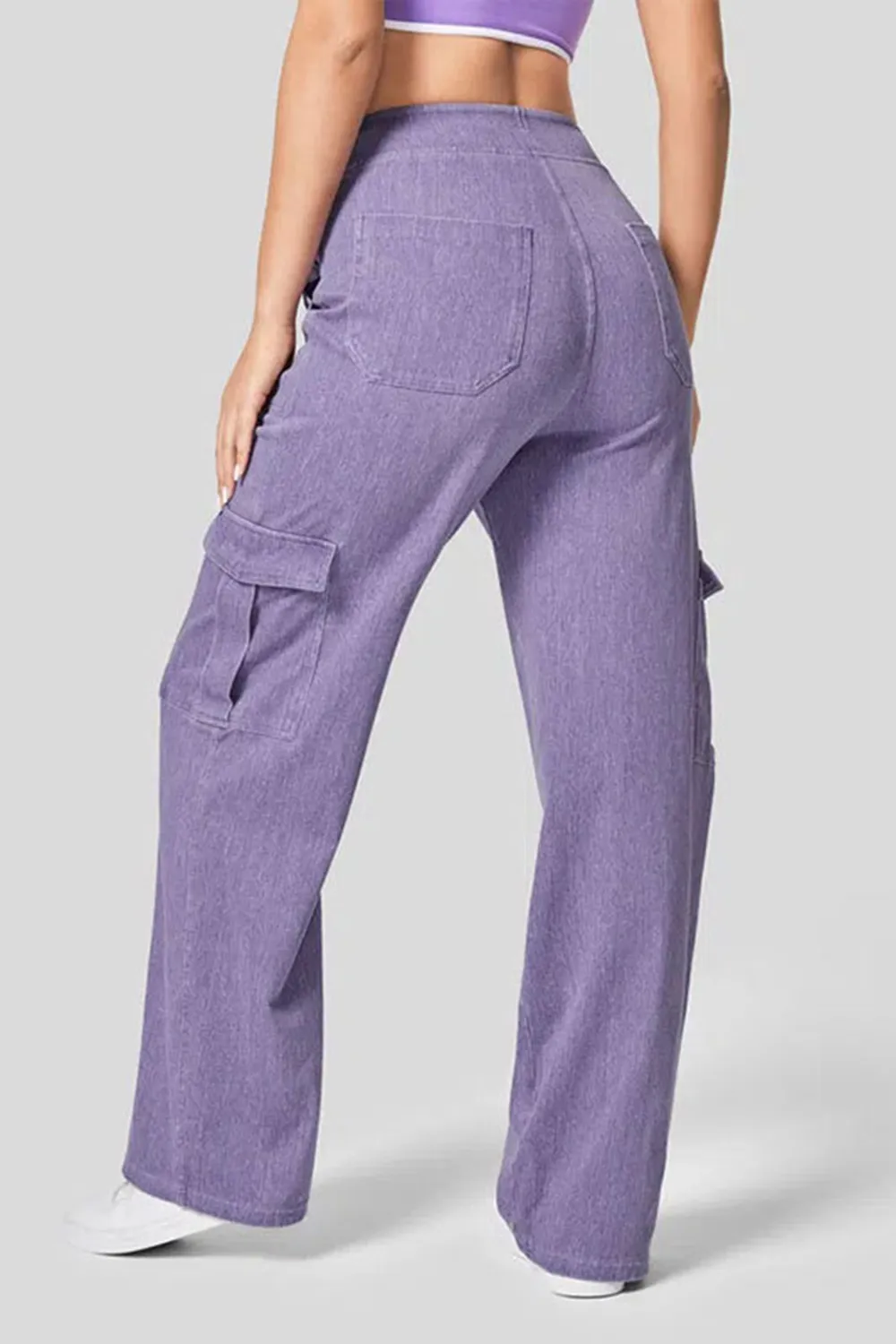 High Waist Straight Leg Cargo Jeans, image 14