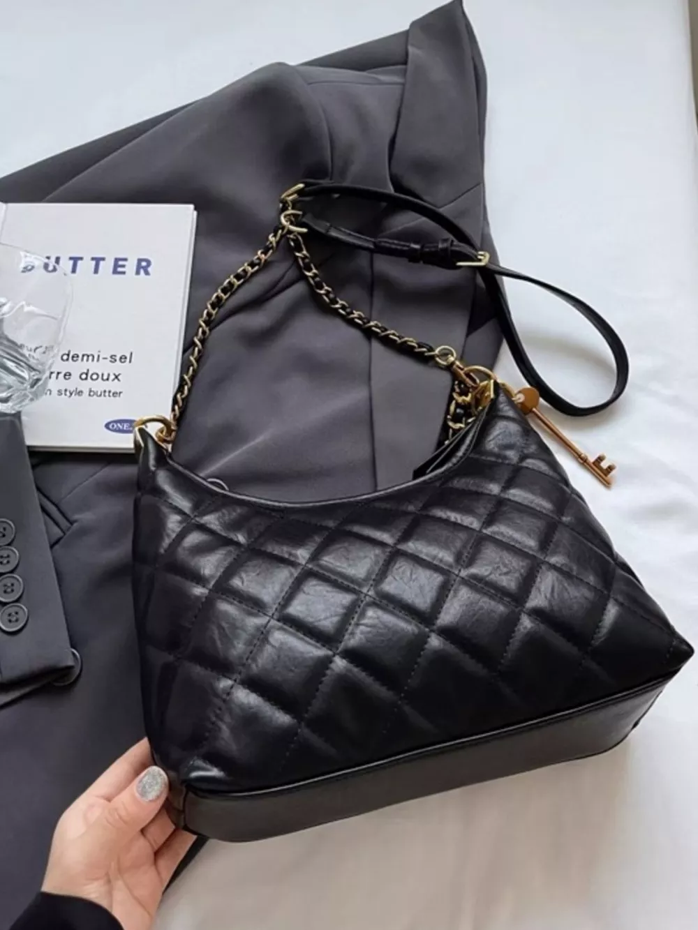 Quilted Chain Strap Shoulder Bag, image 2