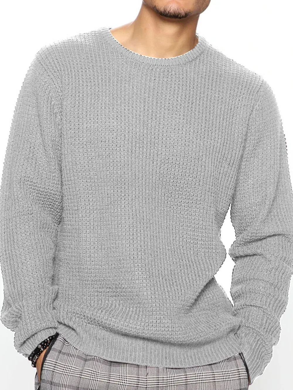 Men's Full Size Round Neck Long Sleeve Sweater Plus Size, image 7