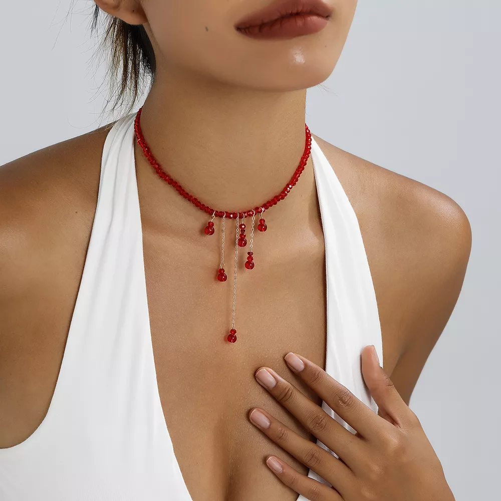 Gothic Beaded Tassel Necklace, image 3