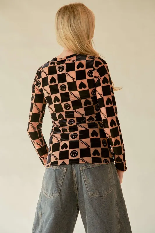 Heart Print Long Sleeve Top, image 2