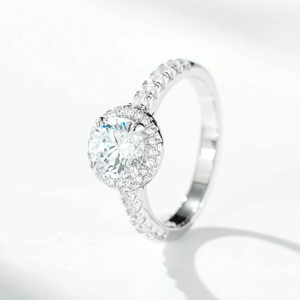 1 Carat 925 Sterling Silver Moissanite Ring, image 2
