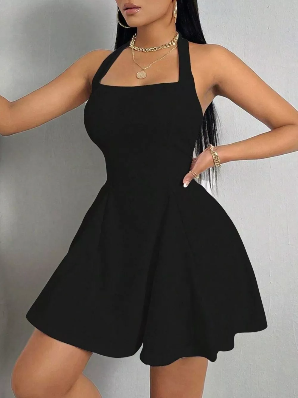 Halter Neck Sleeveless A-Line Mini Dress, image 8