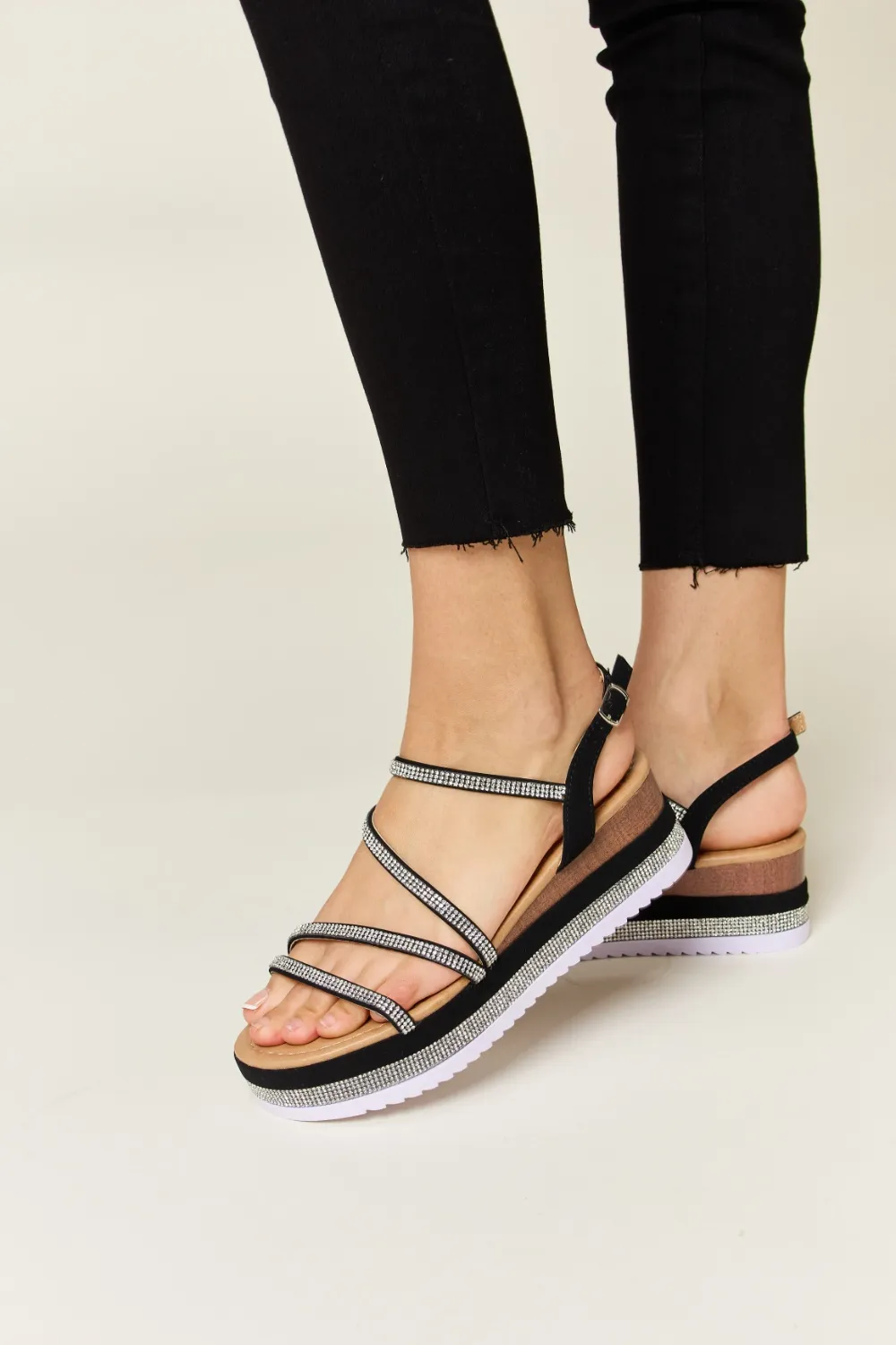 Rhinestone Strappy Wedge Sandals, image 2