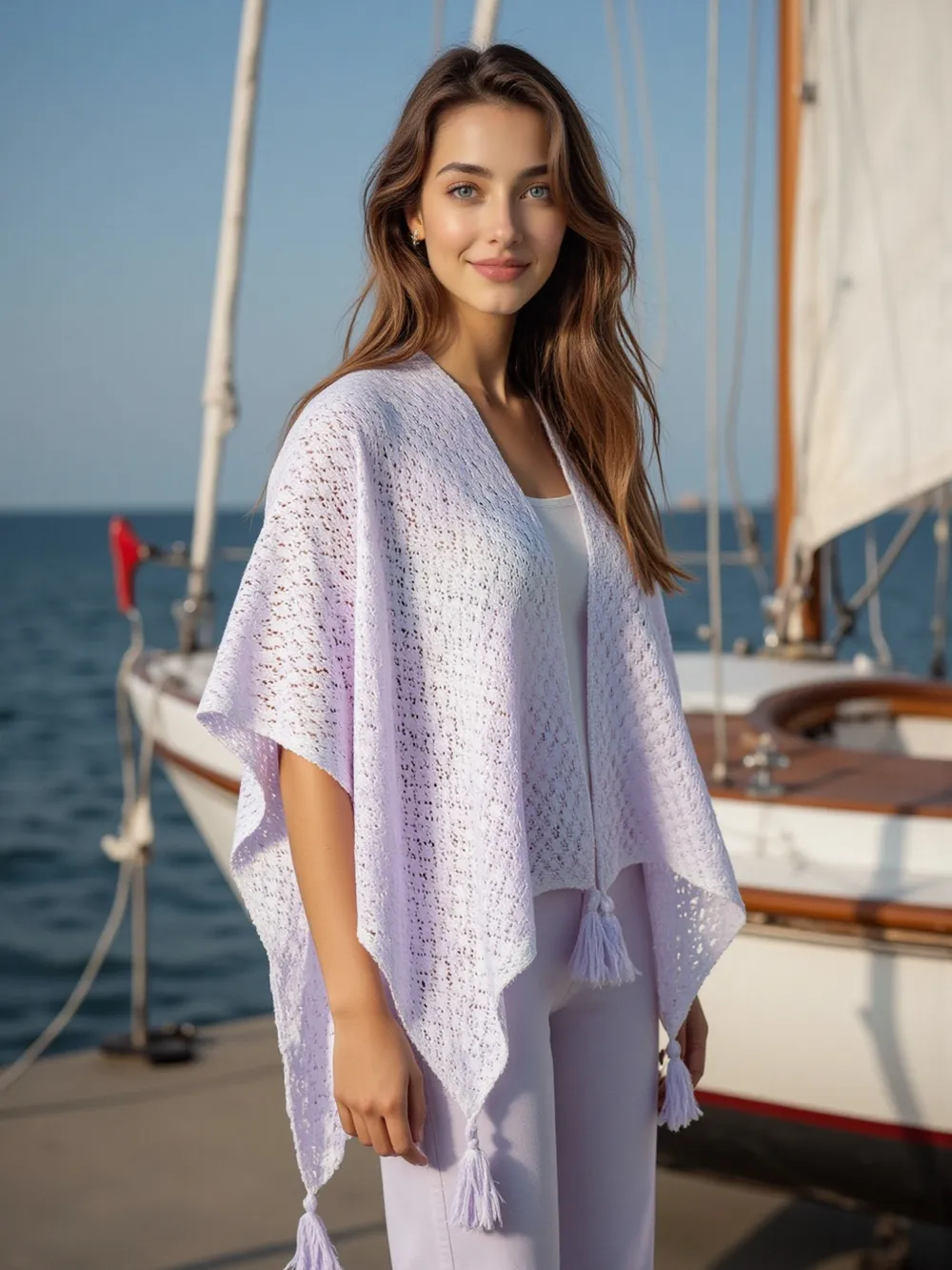Openwork Tassel Gradient Knit Cover Up, image 3