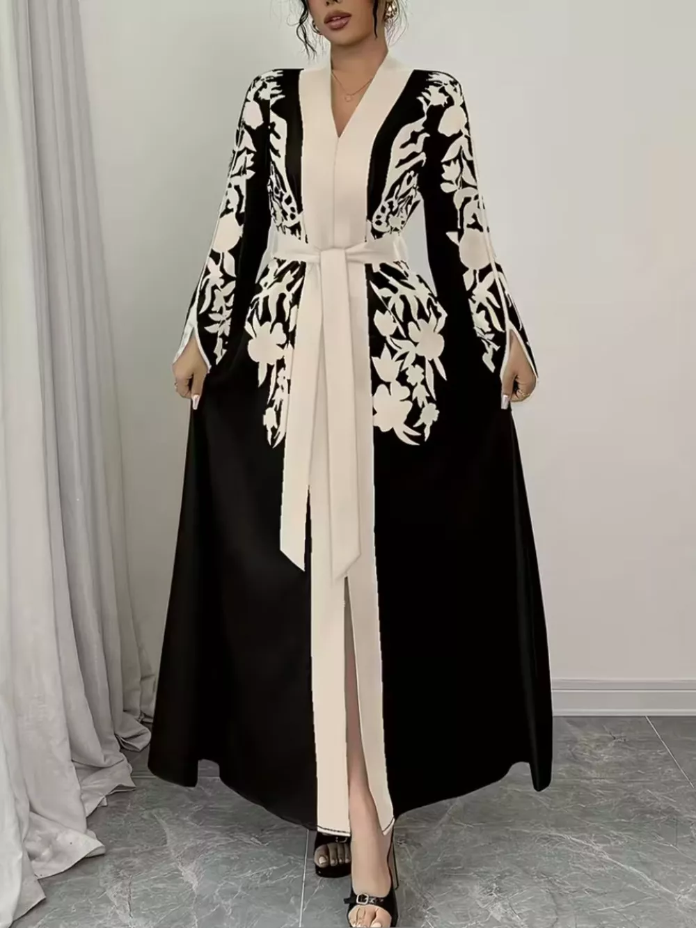 Printed Tie Waist Maxi Dress, image 7