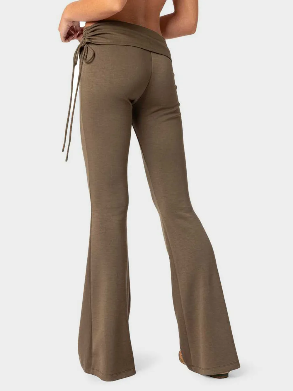 Drawstring Ruched Flare Pants, image 3