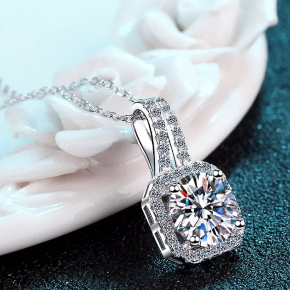 5 Carat Moissanite 925 Sterling Silver Pendant Necklace, image 5