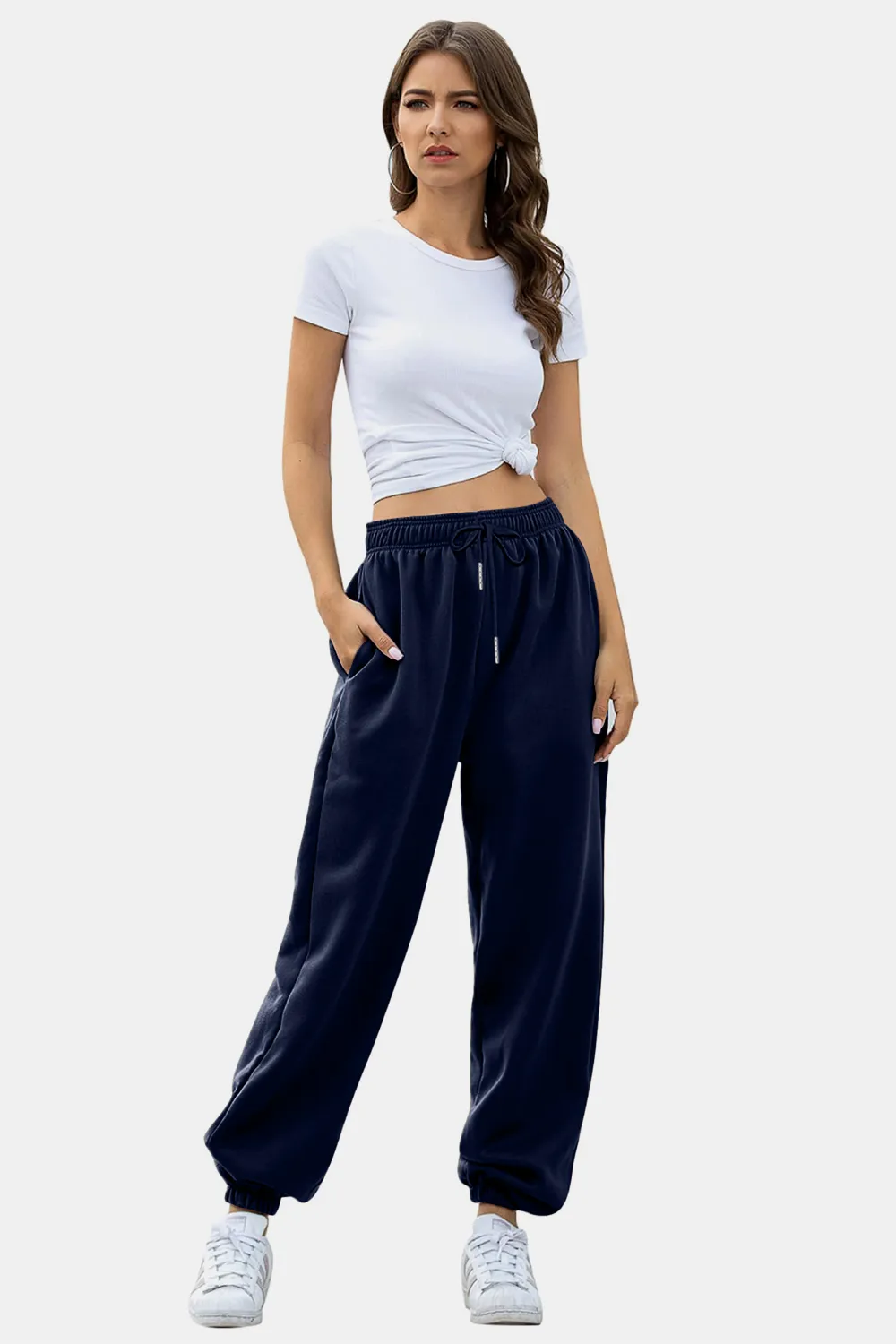 Elastic Waist Joggers with Pockets, image 25