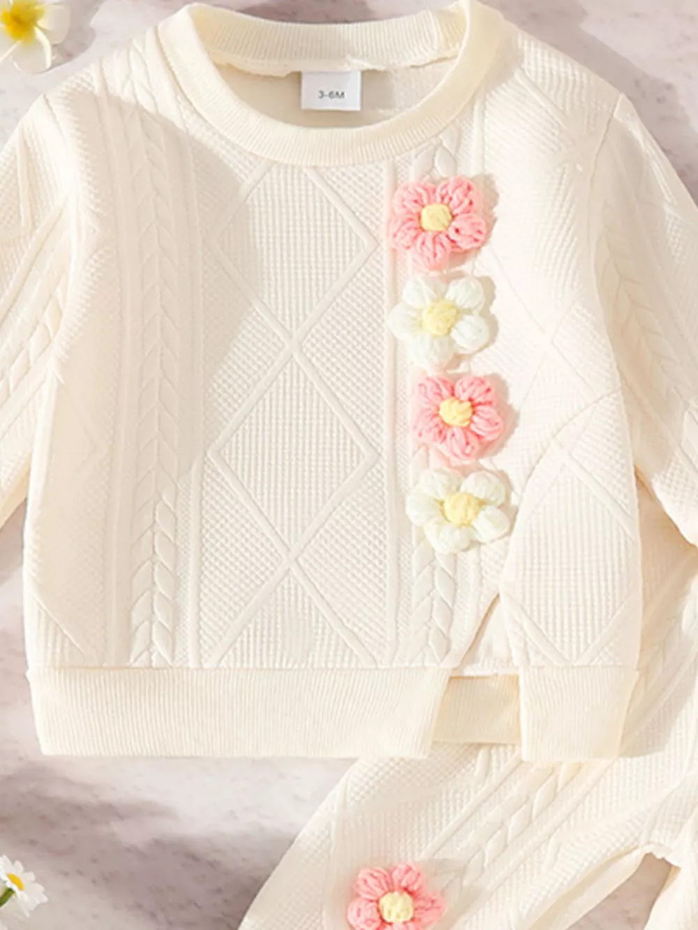 Children's Textured Flower Top and Pants Set, image 6