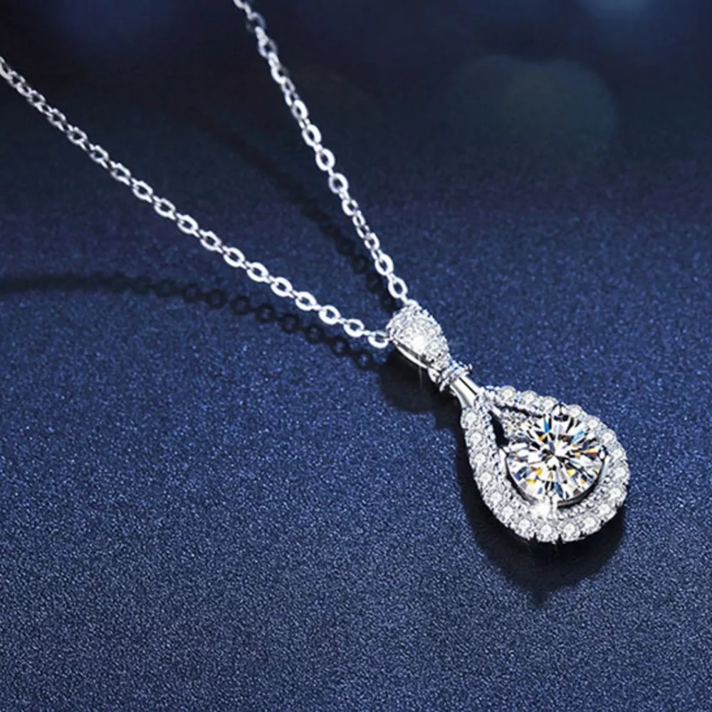 5 Carat 925 Sterling Silver Moissanite Teardrop Necklace, image 3