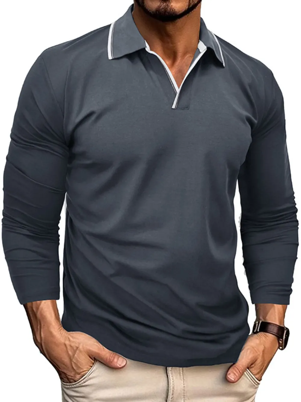 Men's Classic Long Sleeve Polo Shirt, image 2