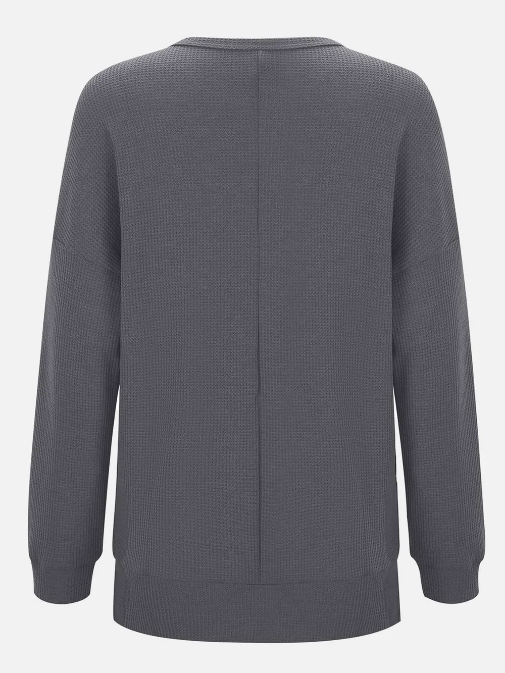 Side Slit Round Neck Long Sleeve T-Shirt, image 4