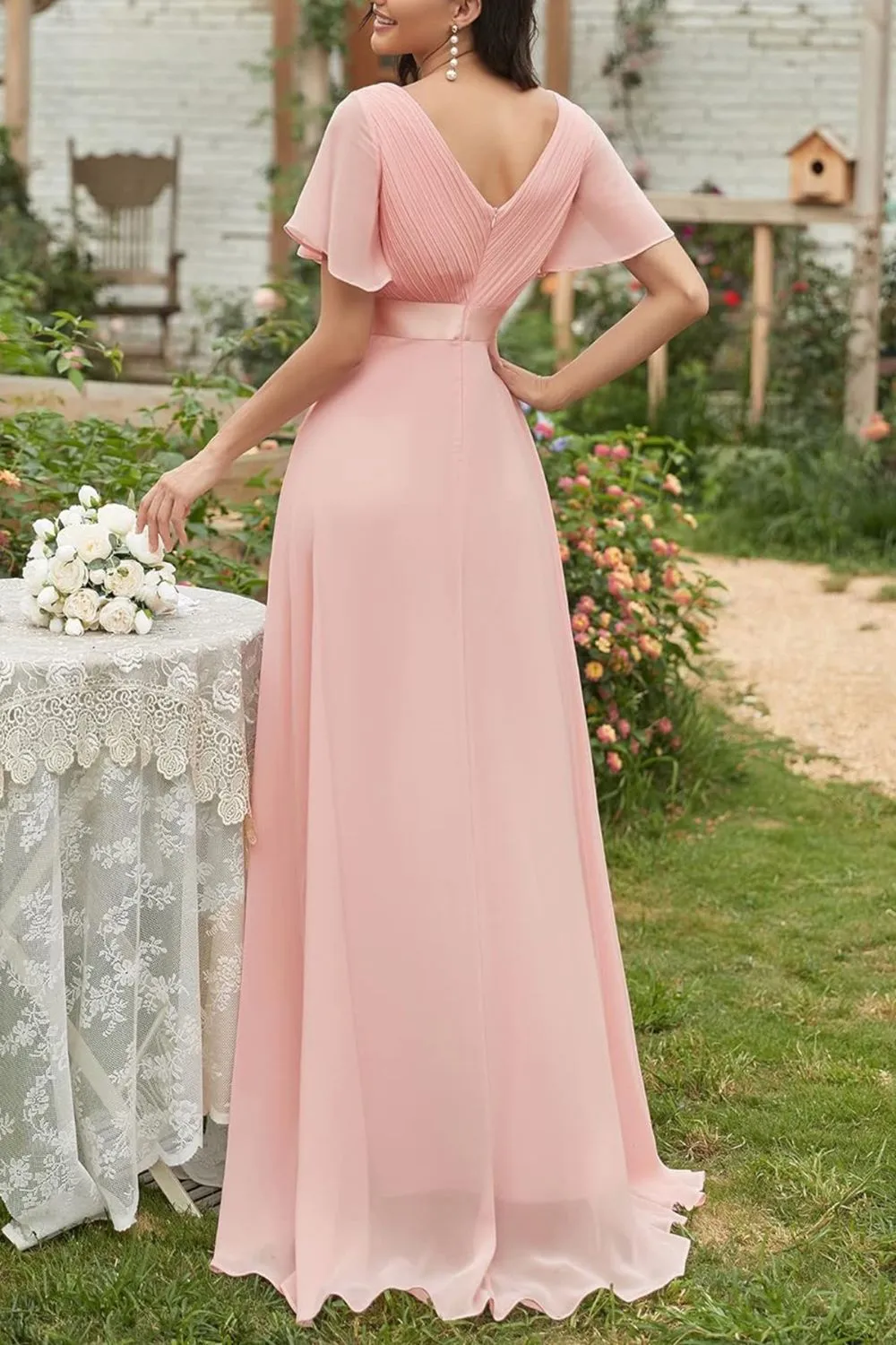 Surplice Flutter Sleeve Maxi Dress, image 2