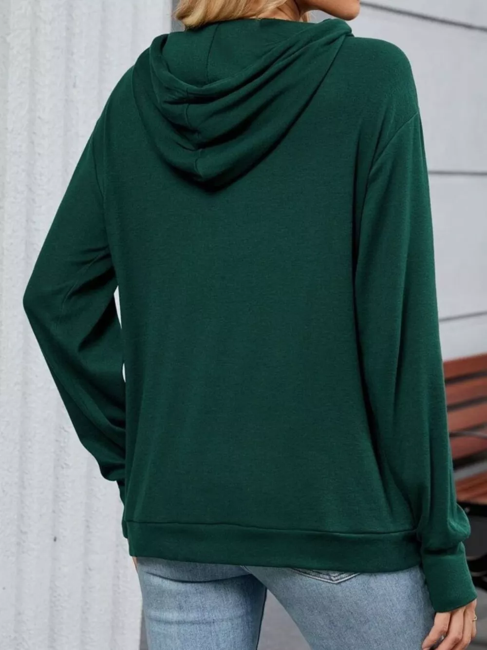 Contrast Letter Graphic Drawstring Long Sleeve Hoodie, image 14
