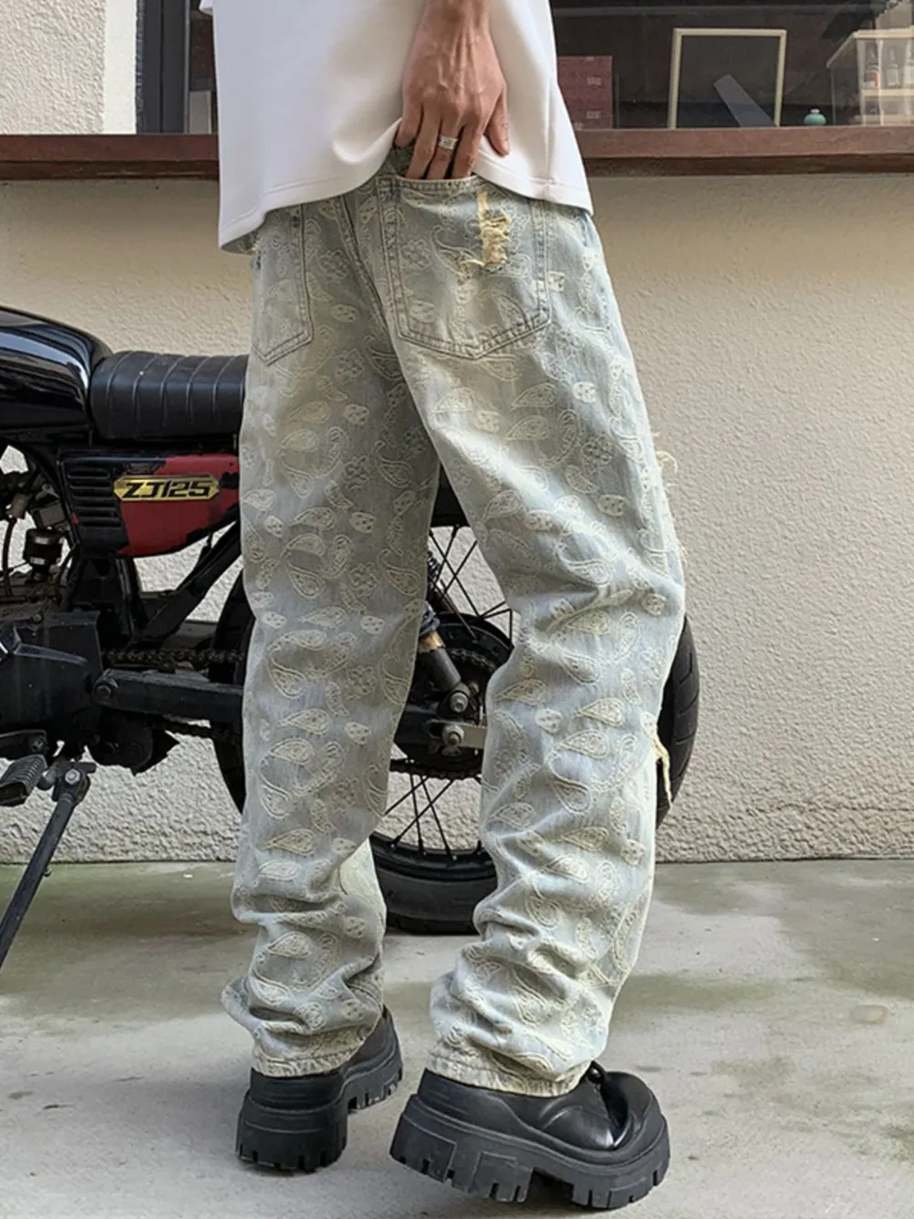 Men's Full Size Distressed Wide Leg Jeans Plus Size, image 3