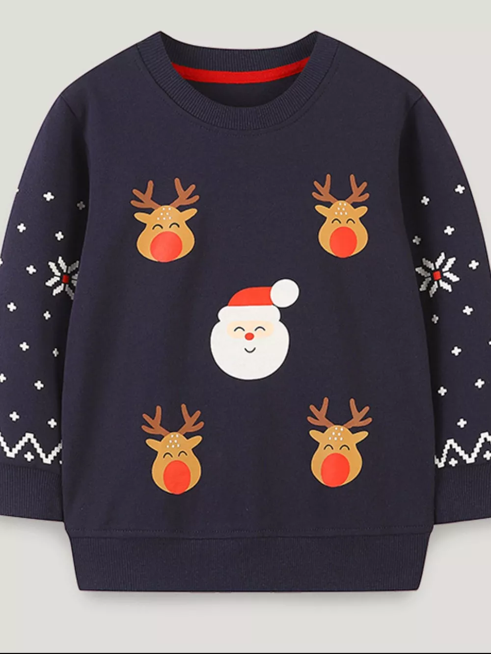 Children's Christmas Reindeer & Santa Round Neck Sweatshirt