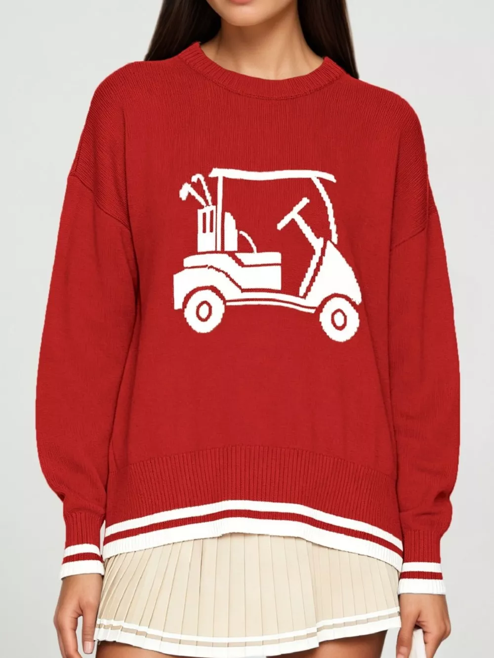Golf Cart Graphic Dropped Shoulder Sweater, image 7