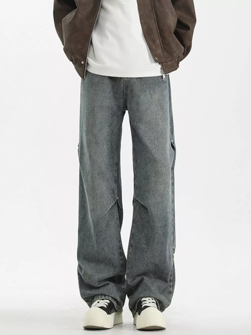 Men's Full Size Vintage Wash Wide Leg Jeans Plus Size, image 2