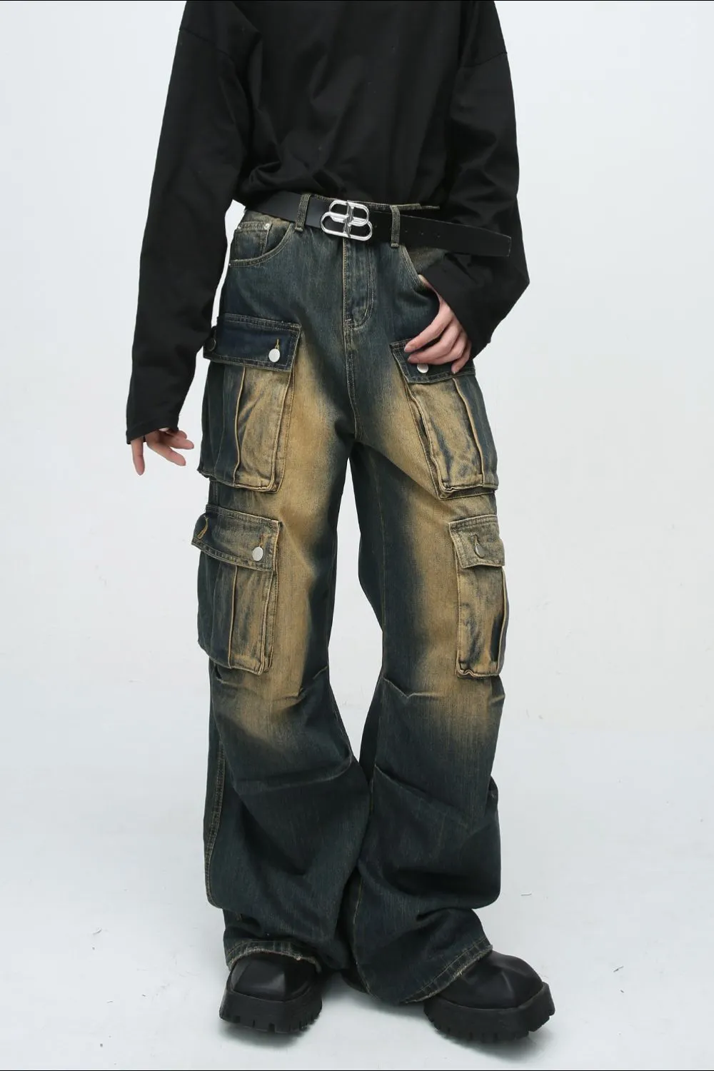 High Waist Jeans with Cargo Pockets, image 4