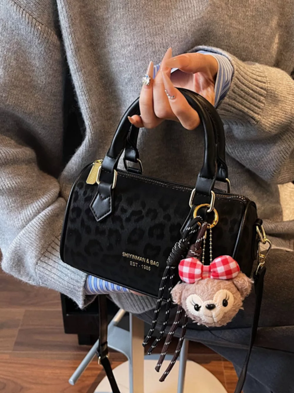 Leopard Print Barrel Crossbody Bag, image 3