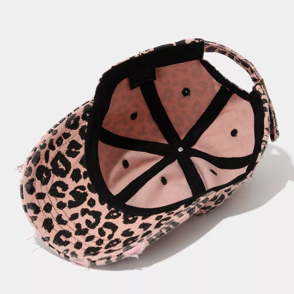 Distressed Leopard Print Cotton Baseball Cap, image 6