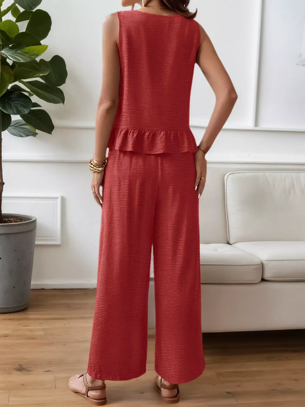 Ruffle Hem Tank and Pants Set, image 2
