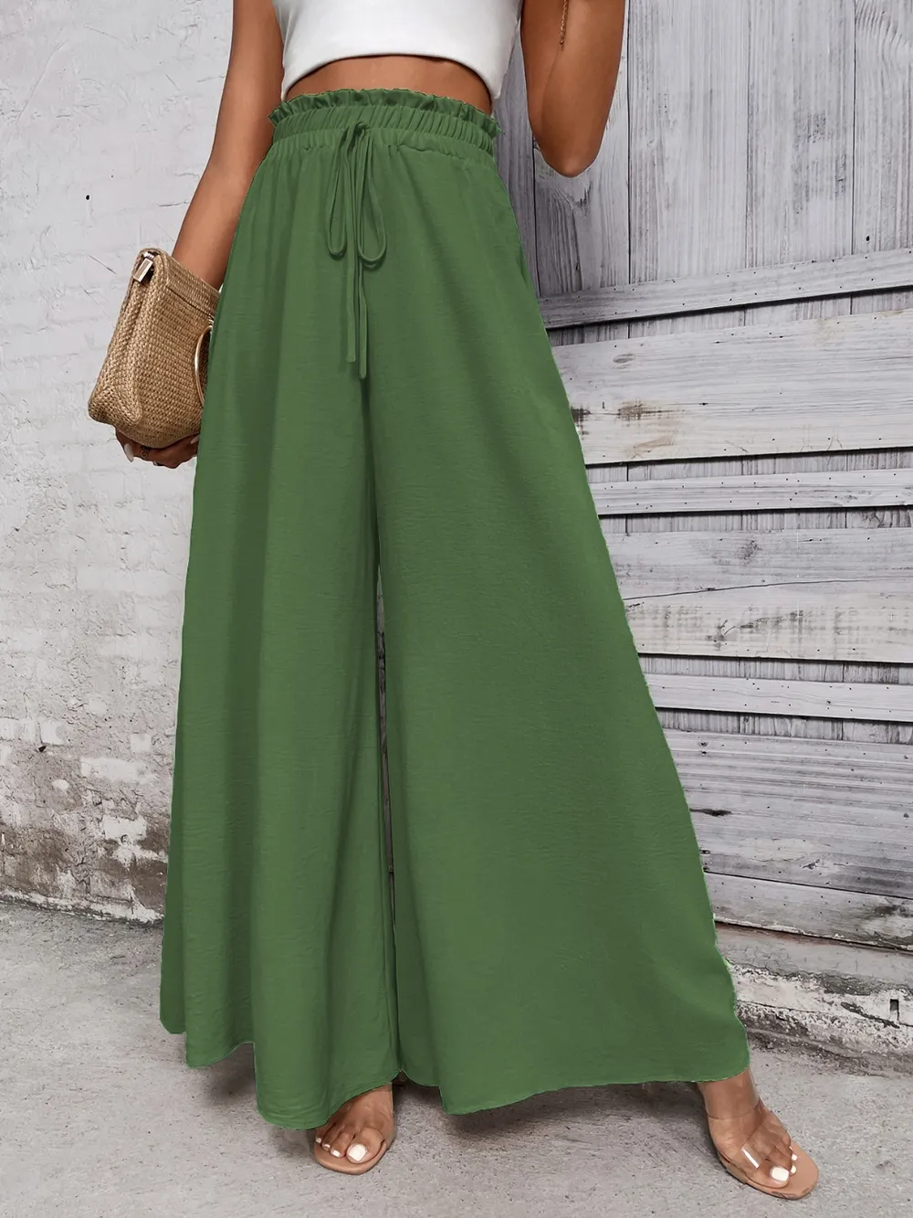 Tied High Waist Wide Leg Pants, image 2