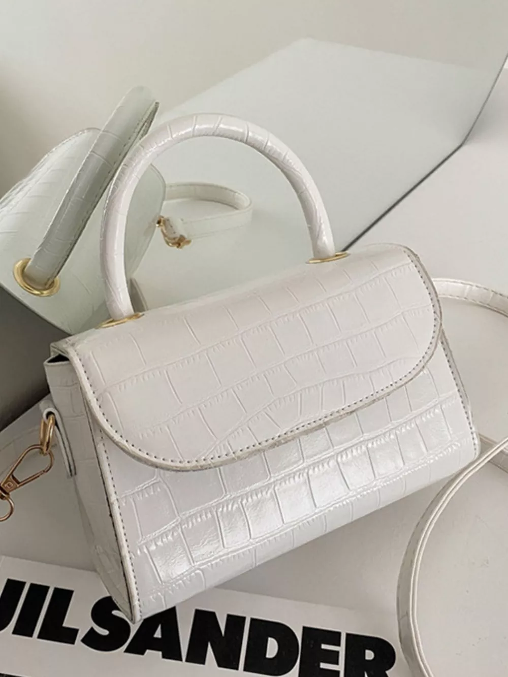 Crocodile Pattern Top Handle Crossbody Bag, image 3
