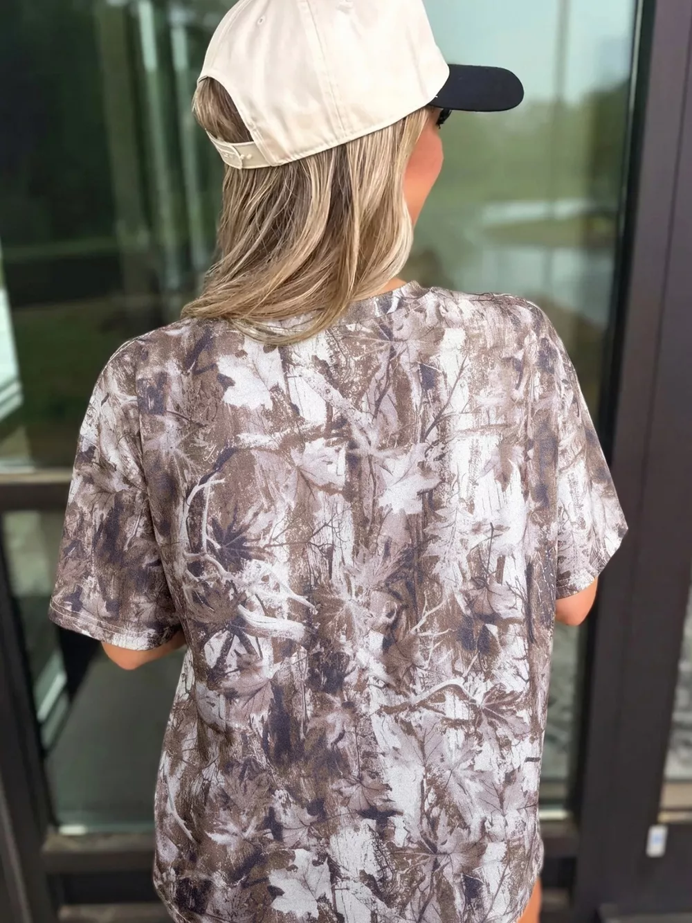 Camouflage Woodland Print Drop Shoulder Tunic Tee, image 2