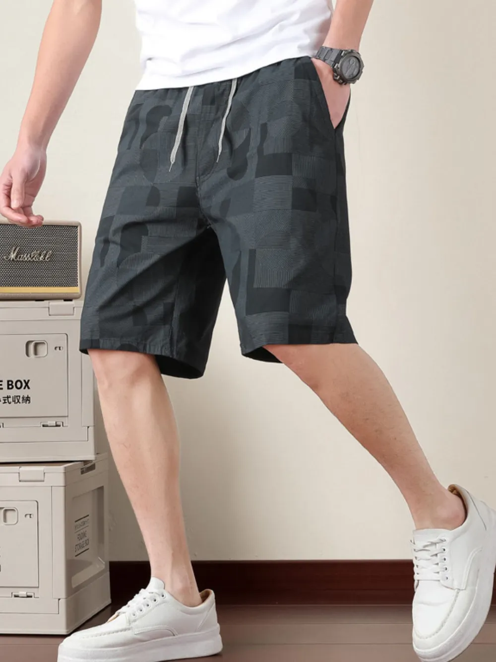 Men's Plus Size Drawstring Shorts with Pockets, image 5