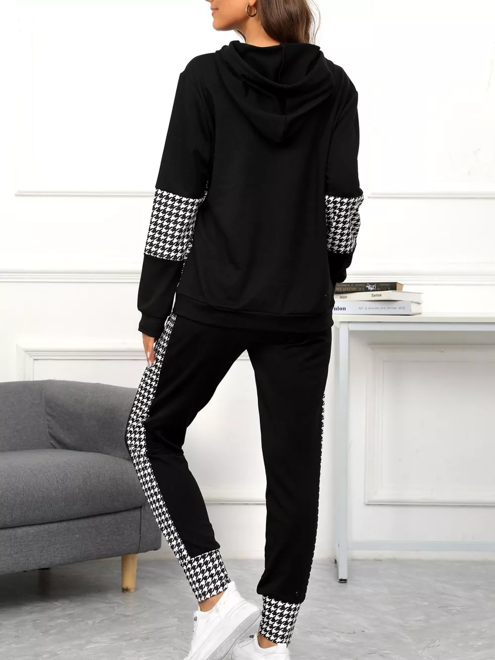 Houndstooth Drawstring Hoodie and Pants Se, image 6