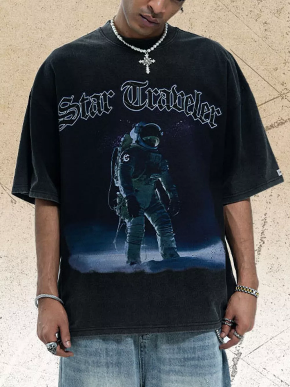 Men's Star Traveler Graphic Oversized T-Shirt