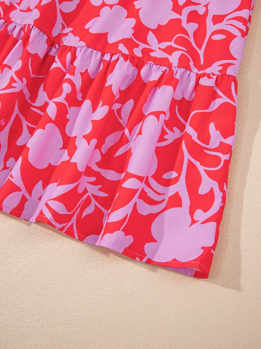 Floral Print Ruffle Hem Shirt Dress, image 2