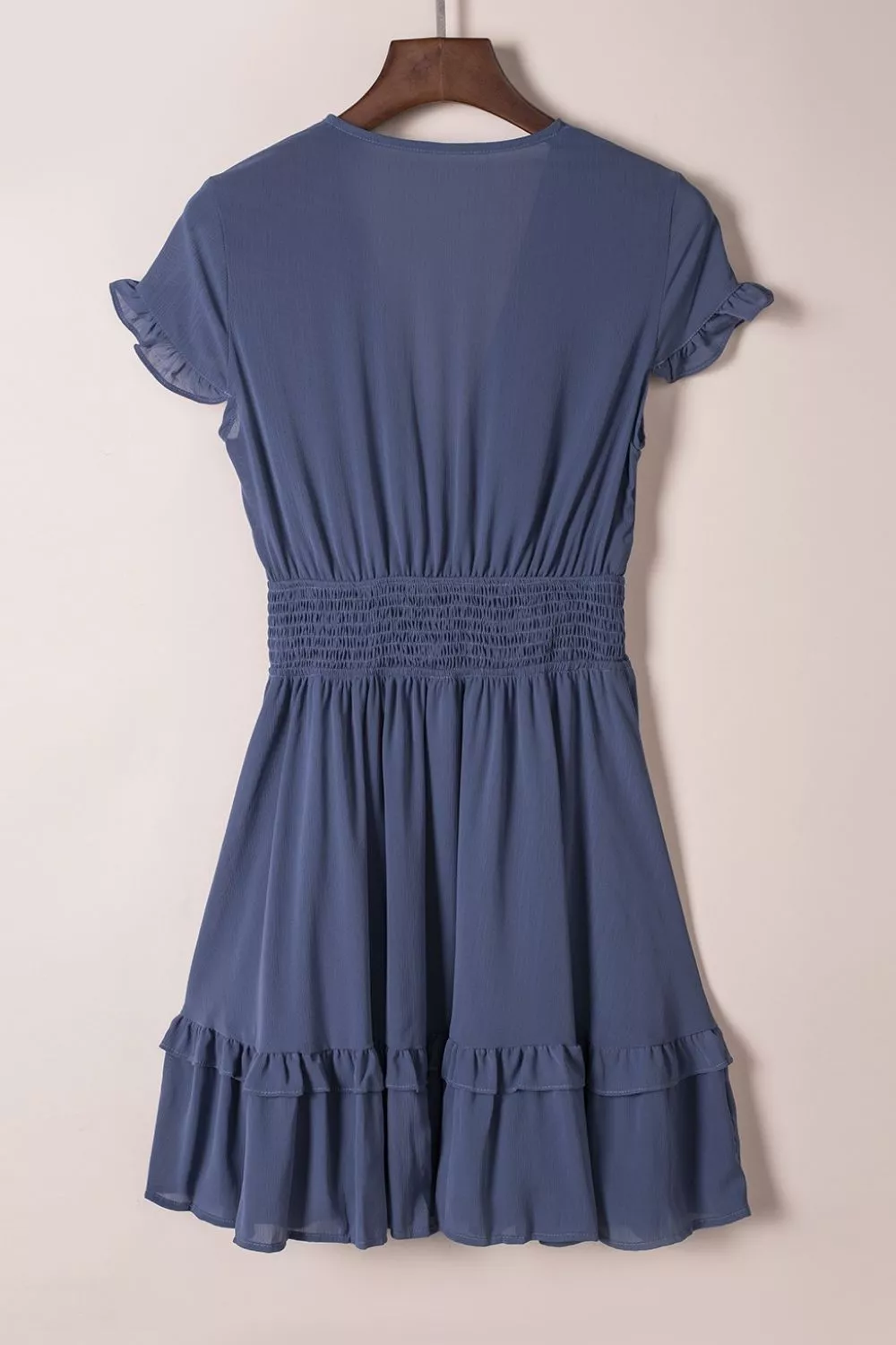 Bow-Tie V-Neck Ruffle Hem Mini Dress, image 2