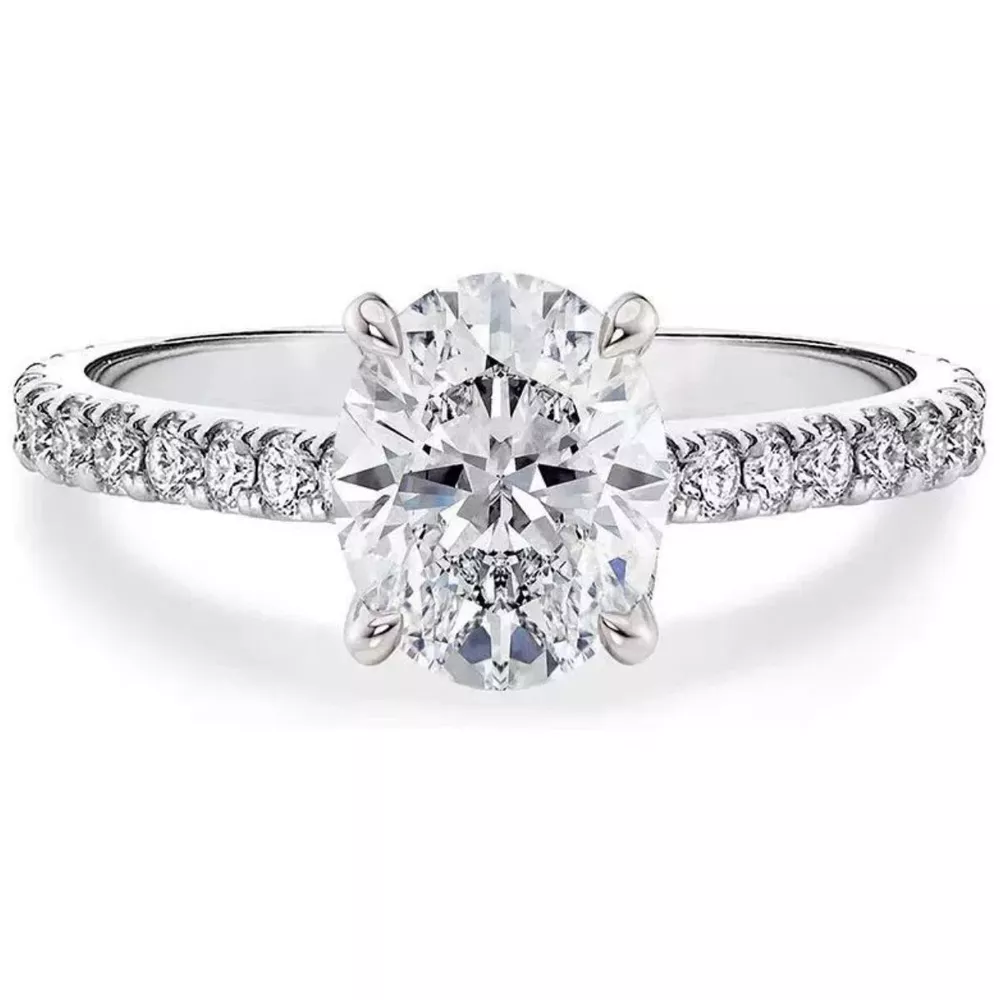 3 Carat 925 Sterling Silver Moissanite Oval Ring, image 6