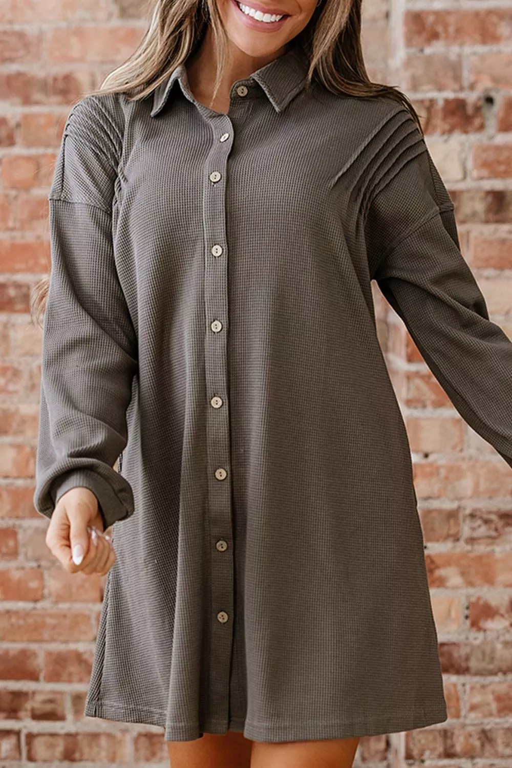 Casual Button-Down Dress with Pockets, image 7
