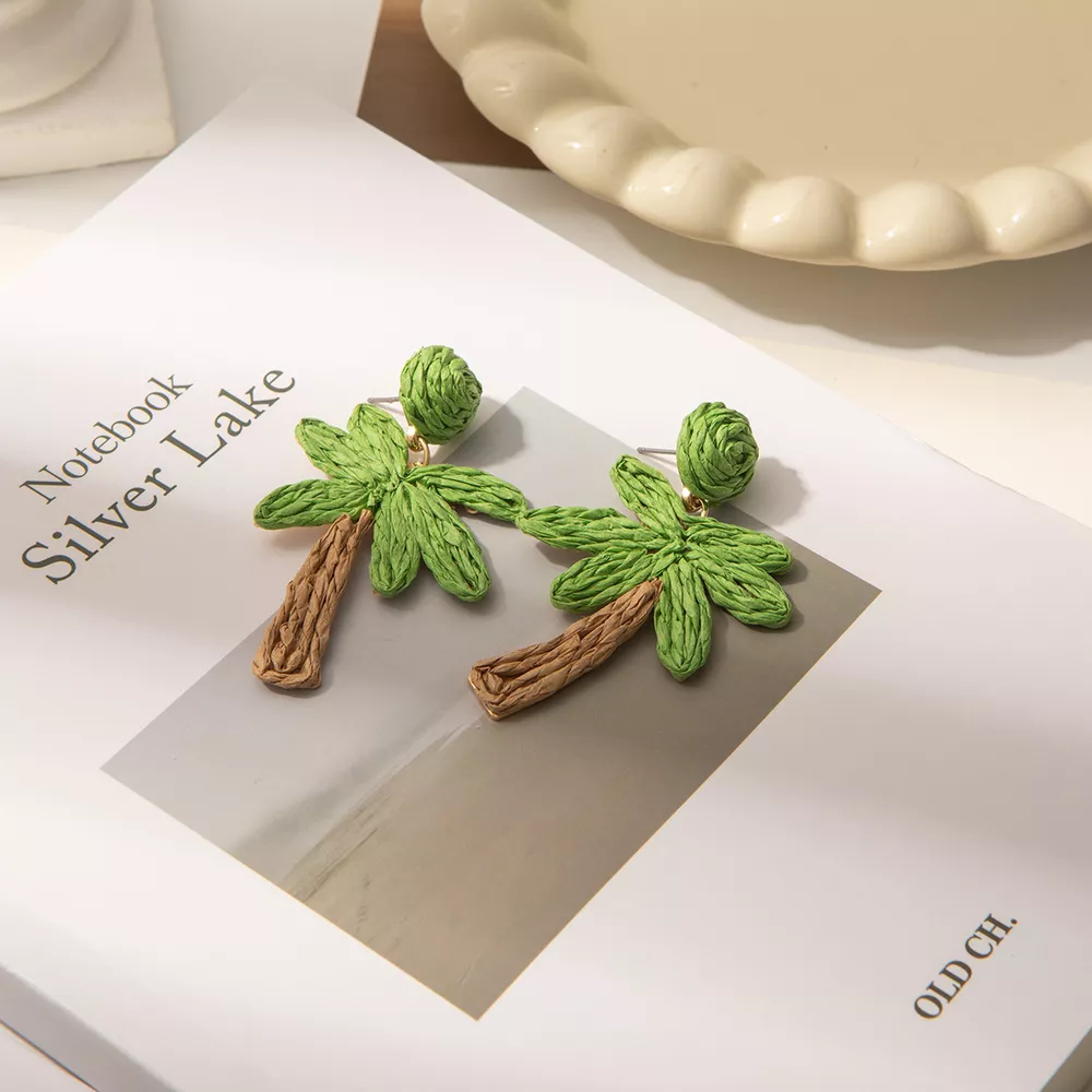 Colorful Woven Flower Drop Earrings